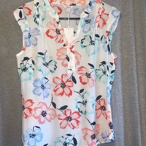 Floral Button-Front Blouse
